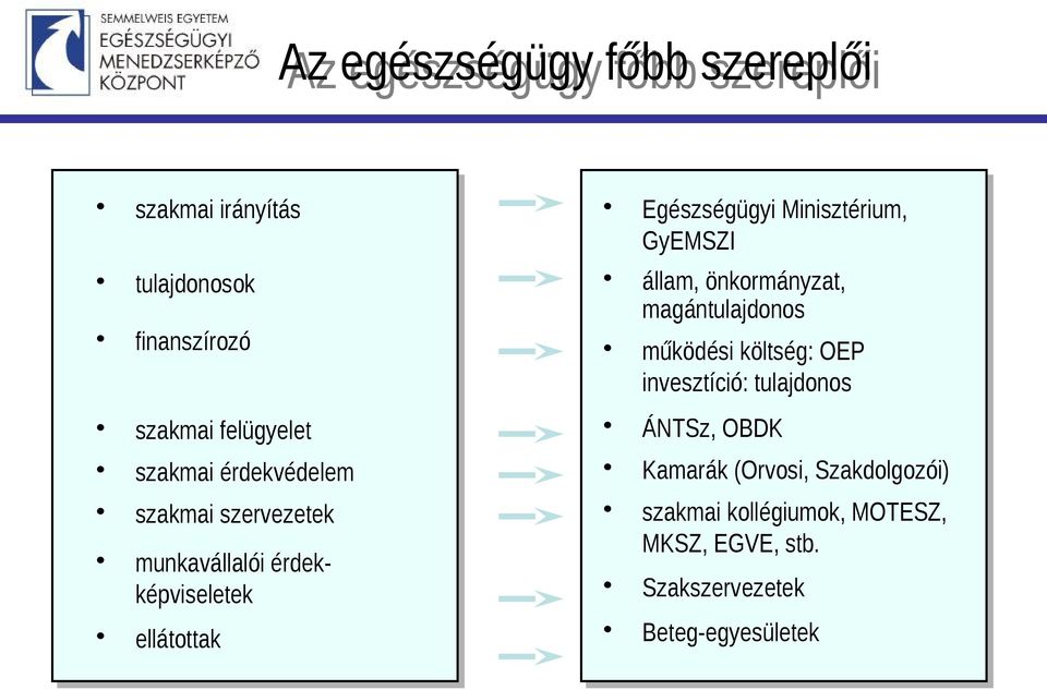 Minisztérium, GyEMSZI GyEMSZI állam, állam,önkormányzat, önkormányzat, magántulajdonos magántulajdonos működési működésiköltség: költség:oep OEP invesztíció: invesztíció:tulajdonos tulajdonos ÁNTSz,