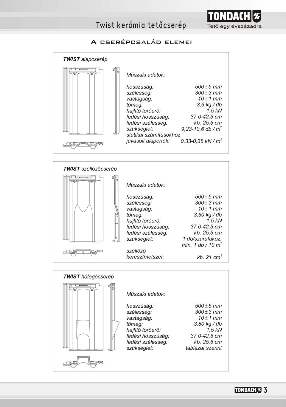, cm,-0, db / m 0,-0, kn / m TWIST szellõzõcserép Mûszaki adatok: hosszúság: szélesség: vastagság: tömeg: hajlító törõerõ: fedési hosszúság: fedési szélesség: szükséglet: szellõzõ