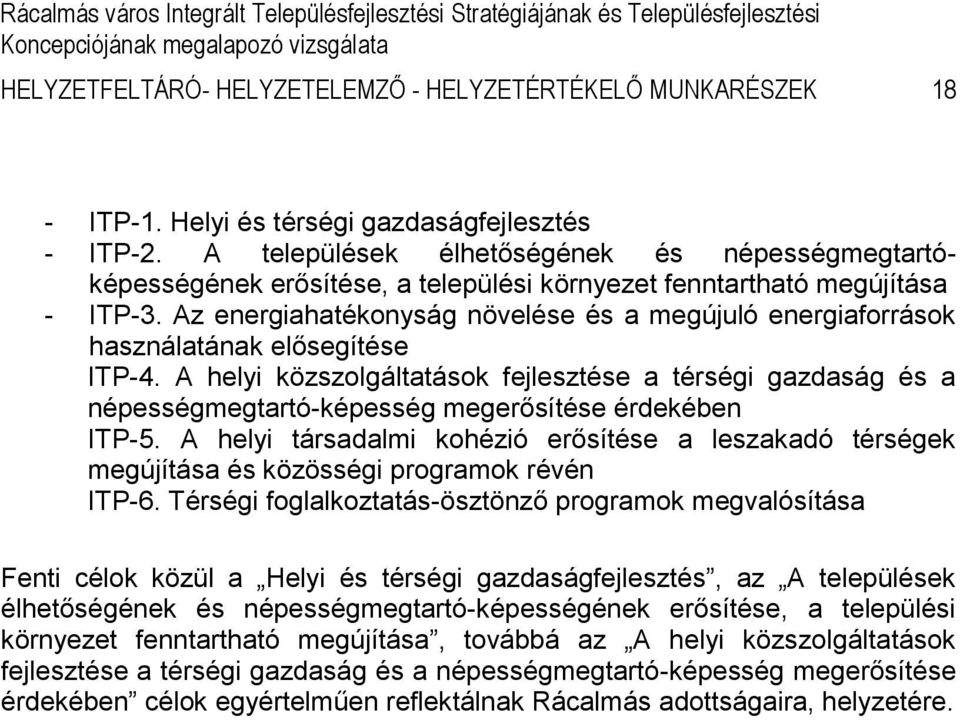 Az energiahatékonyság növelése és a megújuló energiaforrások használatának elősegítése ITP-4.