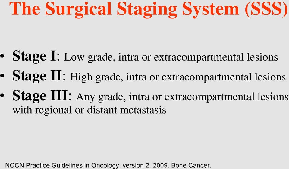 lesions Stage III: Any grade, intra or extracompartmental lesions with