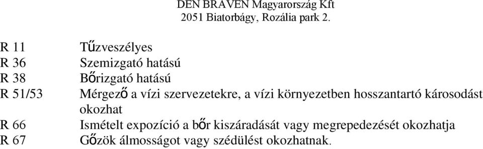 hosszantartó károsodást okozhat Ismételt expozíció a bőr kiszáradását