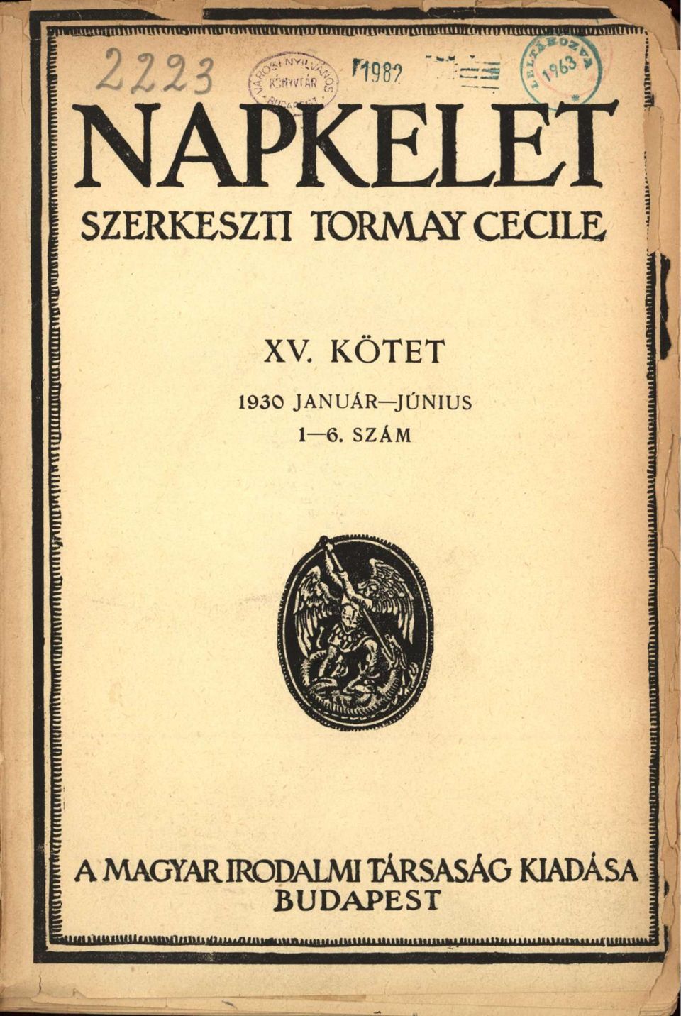 KÖTET 1930 JANUÁR JÚNIUS 1 6.