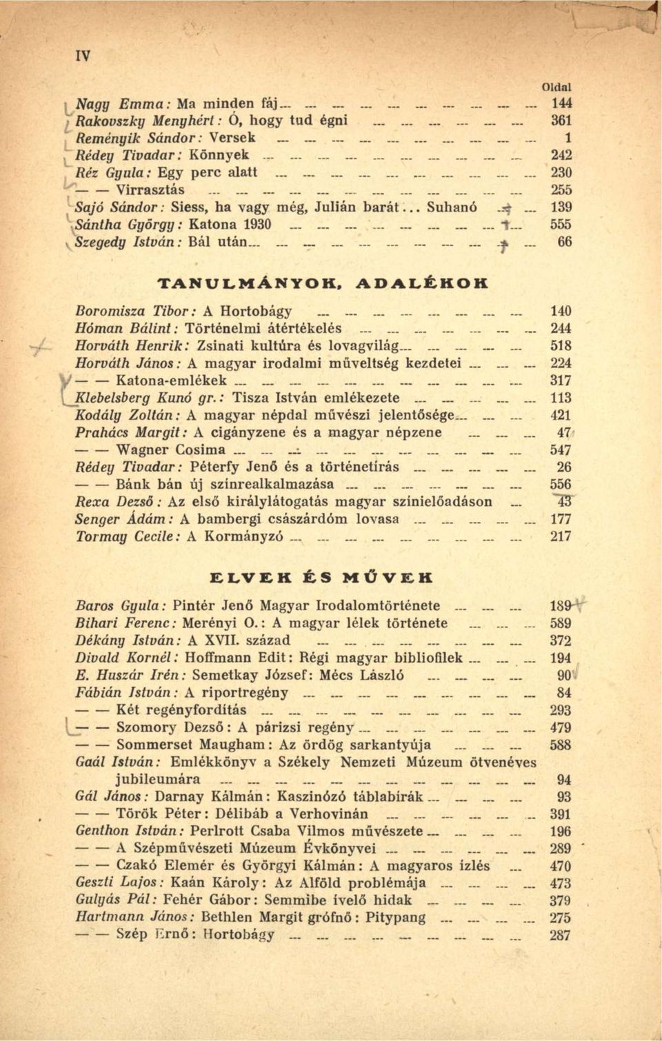 .. 66 TANULMÁNYOK, ADALÉKOK Boromisza Tibor : A Hortobágy 140 Hóman Bálint : Történelmi átértékelés 244 Horváth Henrik : Zsinati kultúra és lovagvilág 518 Horváth János : A magyar irodalmi műveltség