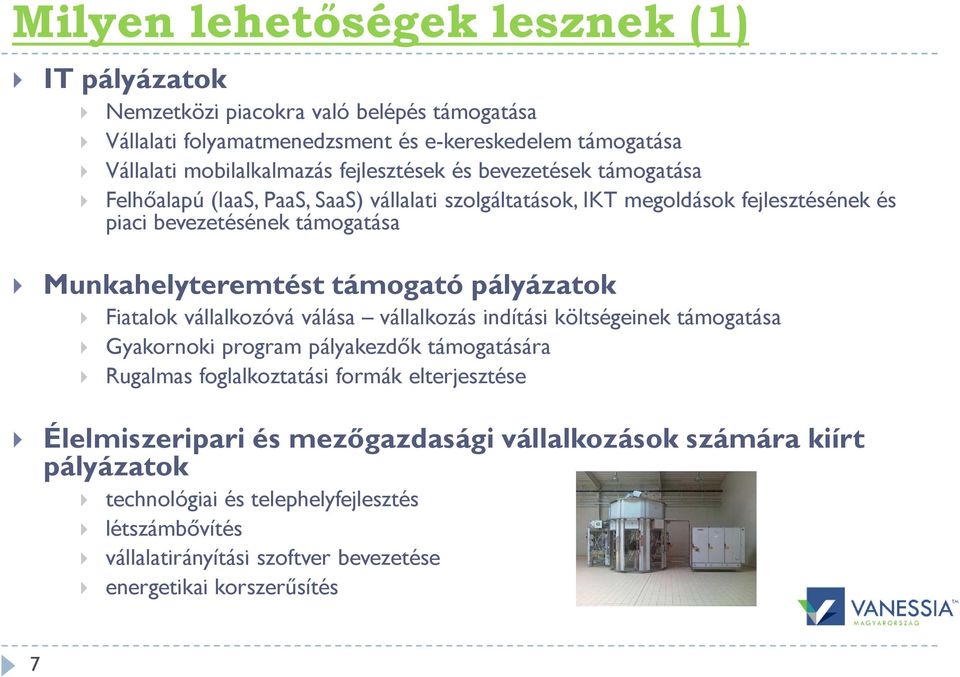támogató pályázatok Fiatalok vállalkozóvá válása vállalkozás indítási költségeinek támogatása Gyakornoki program pályakezdık támogatására Rugalmas foglalkoztatási formák