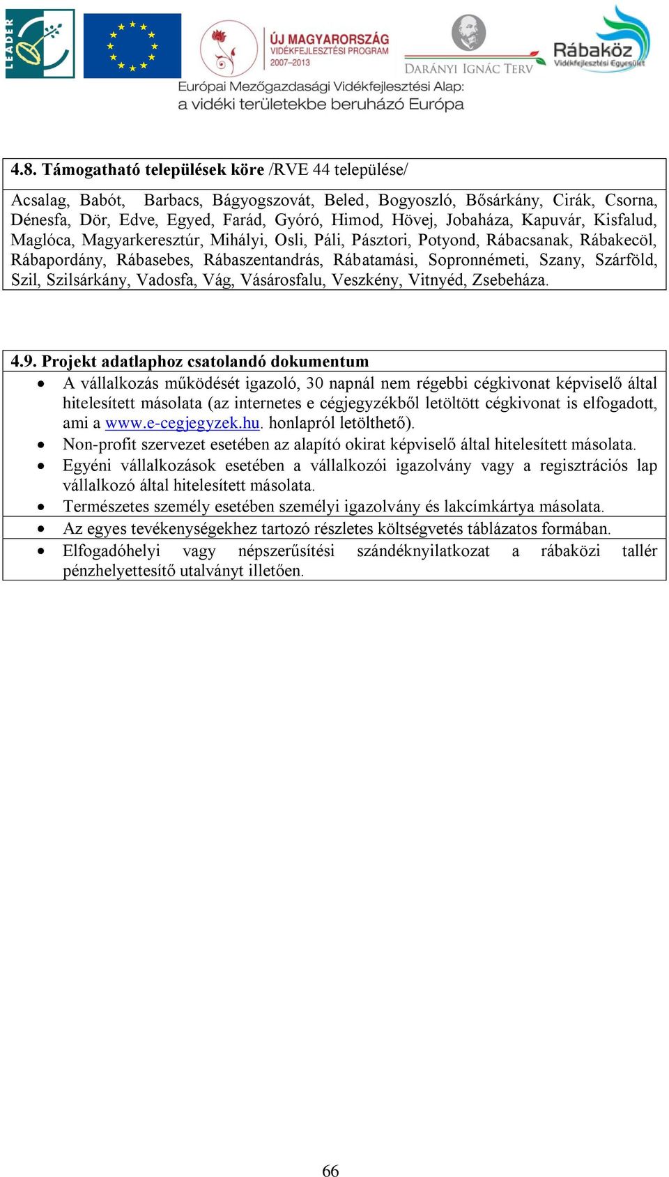 Szárföld, Szil, Szilsárkány, Vadosfa, Vág, Vásárosfalu, Veszkény, Vitnyéd, Zsebeháza. 4.9.