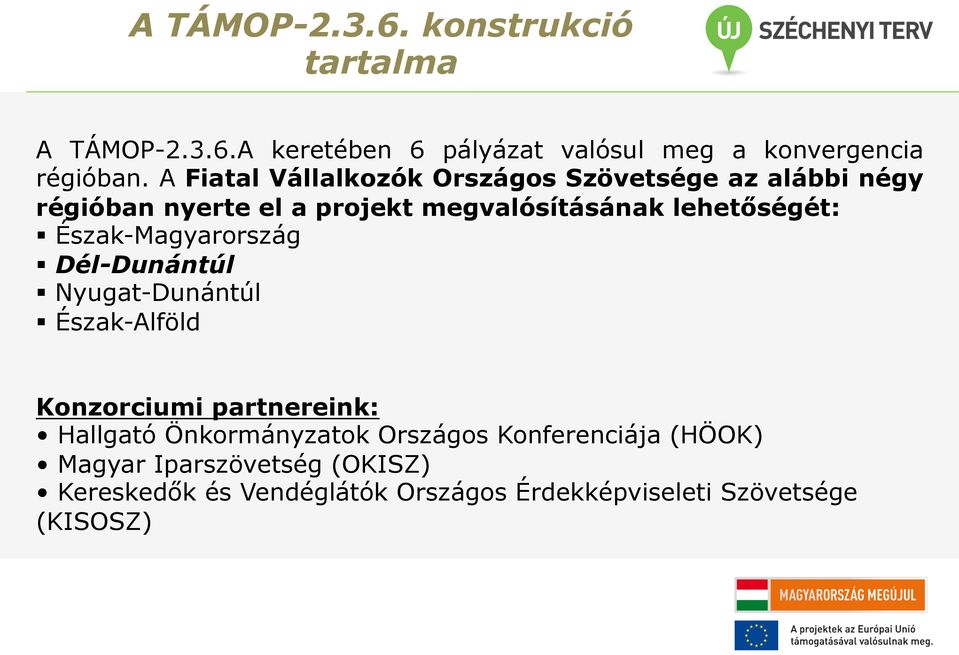 Észak-Magyarország Dél-Dunántúl Nyugat-Dunántúl Észak-Alföld Konzorciumi partnereink: Hallgató Önkormányzatok