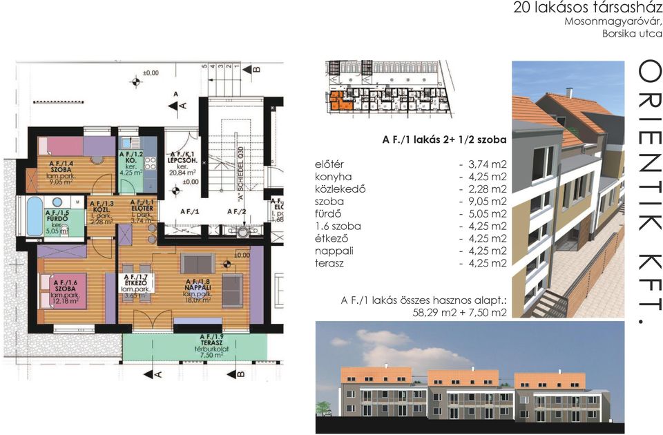 6-4,25 m2 étkező - 4,25 m2-4,25 m2 terasz - 4,25 m2