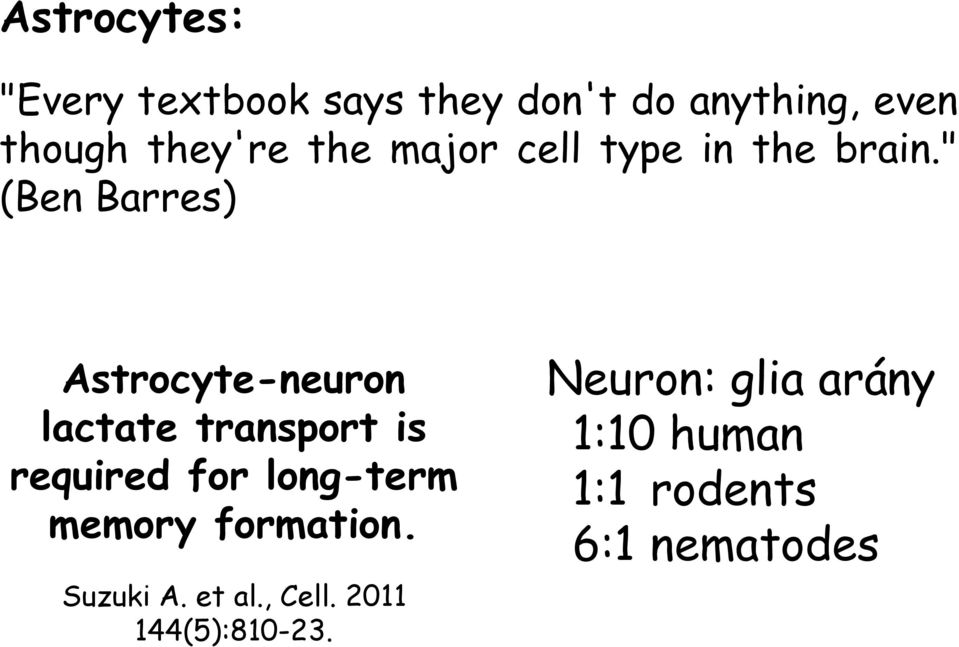 " (Ben Barres) Astrocyte-neuron lactate transport is required for long-term