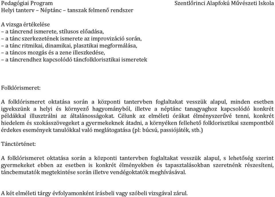 helyi és környező hagyományból, illetve a néptánc tanagyaghoz kapcsolódó konkrét példákkal illusztrálni az általánosságokat.