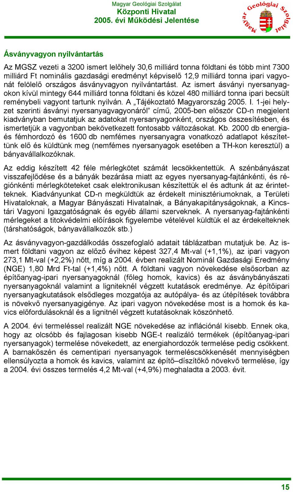 A Tájékoztató Magyarország 2005. I.