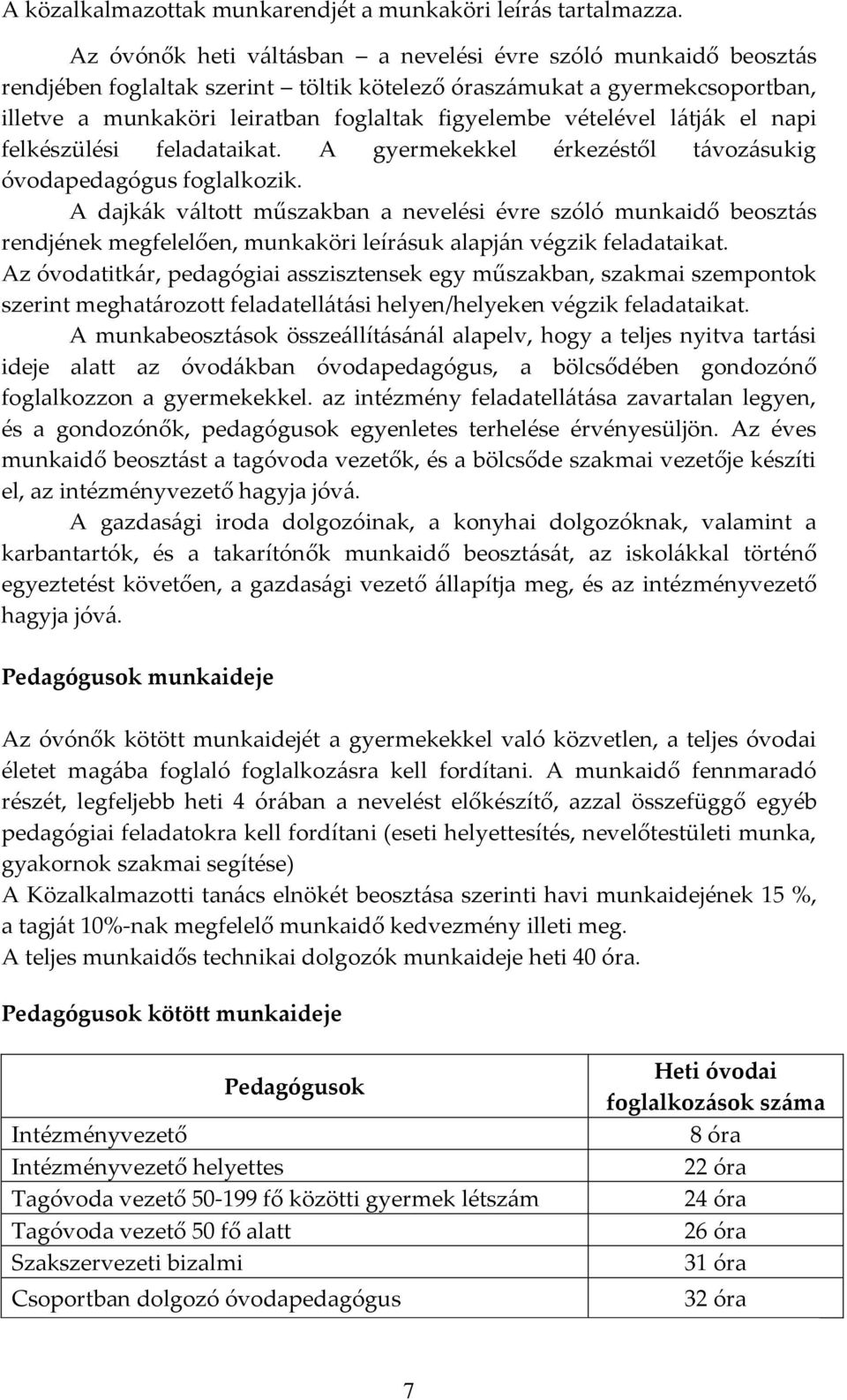 vételével látják el napi felkészülési feladataikat. A gyermekekkel érkezéstől távozásukig óvodapedagógus foglalkozik.