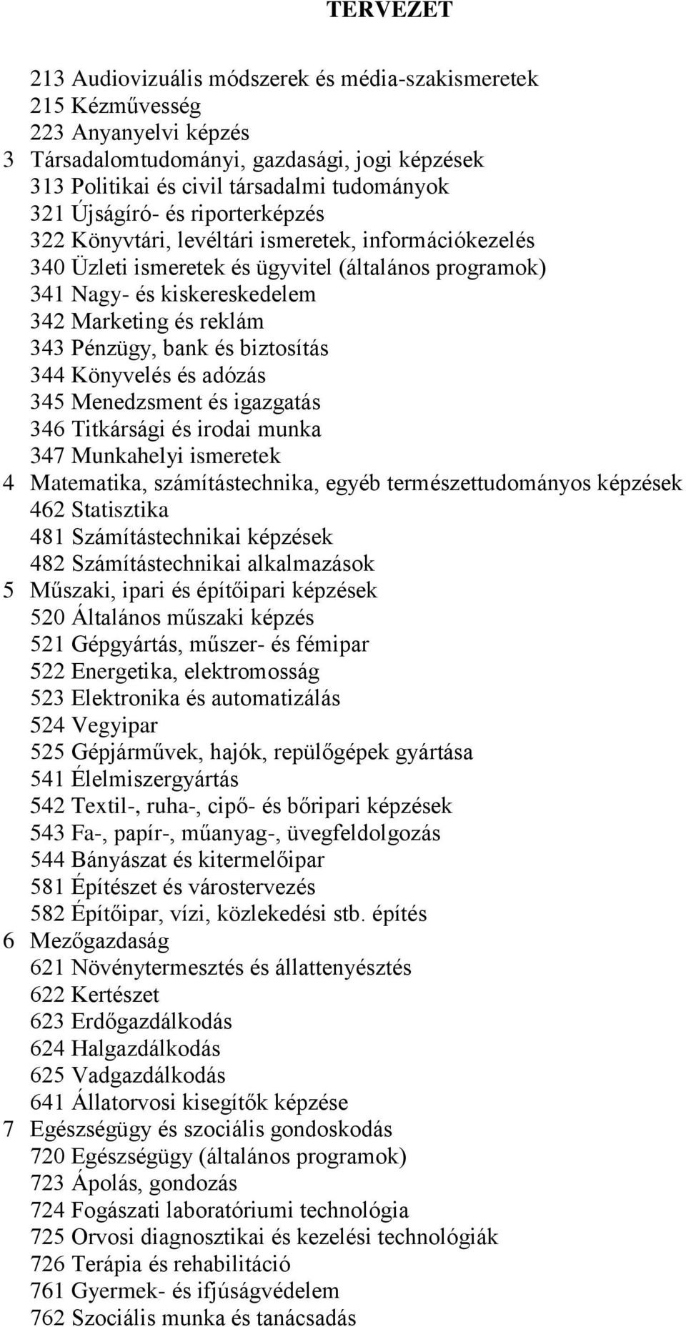 biztosítás 344 Könyvelés és adózás 345 Menedzsment és igazgatás 346 Titkársági és irodai munka 347 Munkahelyi ismeretek 4 Matematika, számítástechnika, egyéb természettudományos képzések 462