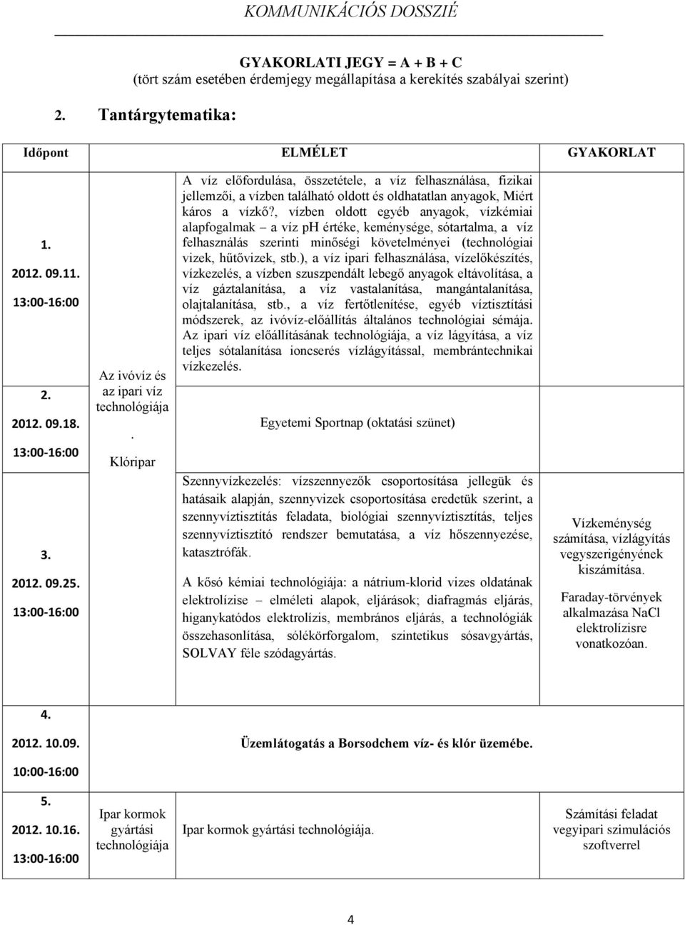 , vízben oldott egyéb anyagok, vízkémiai alapfogalmak a víz ph értéke, keménysége, sótartalma, a víz felhasználás szerinti minőségi követelményei (technológiai vizek, hűtővizek, stb.