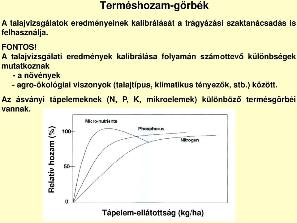 A talajvizsgálati eredmények kalibrálása folyamán számottevő különbségek mutatkoznak - a növények -