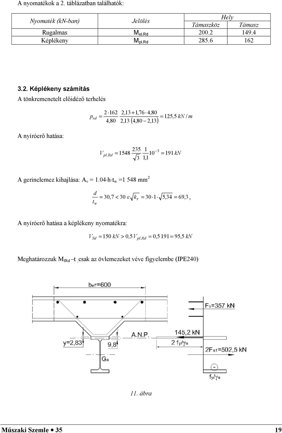 3 V pl. Rd = 548 0 = 9 kn 3, A gerinclemez kihajlása: A v =.