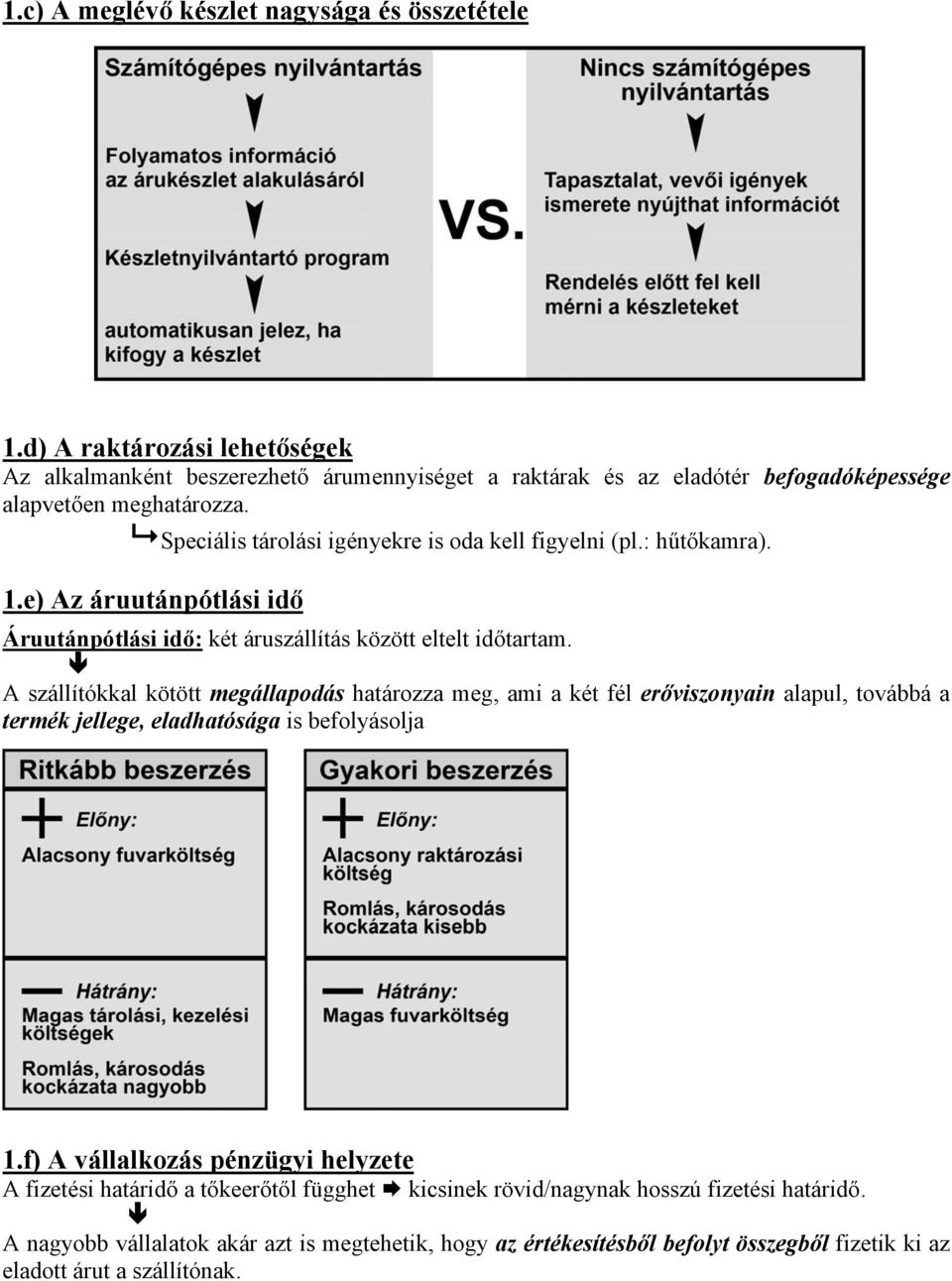 Speciális tárolási igényekre is oda kell figyelni (pl.: hűtőkamra). 1.e) Az áruutánpótlási idő Áruutánpótlási idő: két áruszállítás között eltelt időtartam.