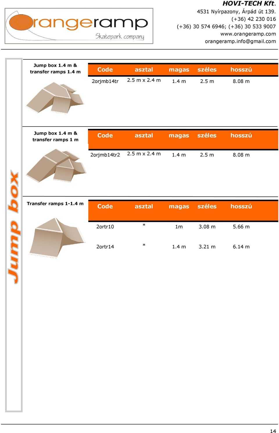 4 m & transfer ramps 1 m 2orjmb14tr2 2.5 m x 2.4 m 1.4 m 2.