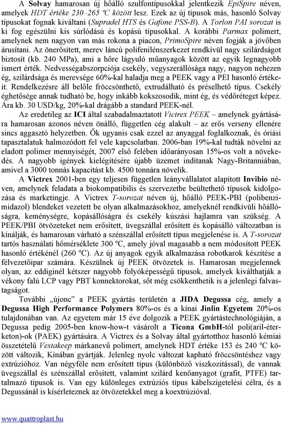 MŰANYAGOK TULAJDONSÁGAI - PDF Ingyenes letöltés