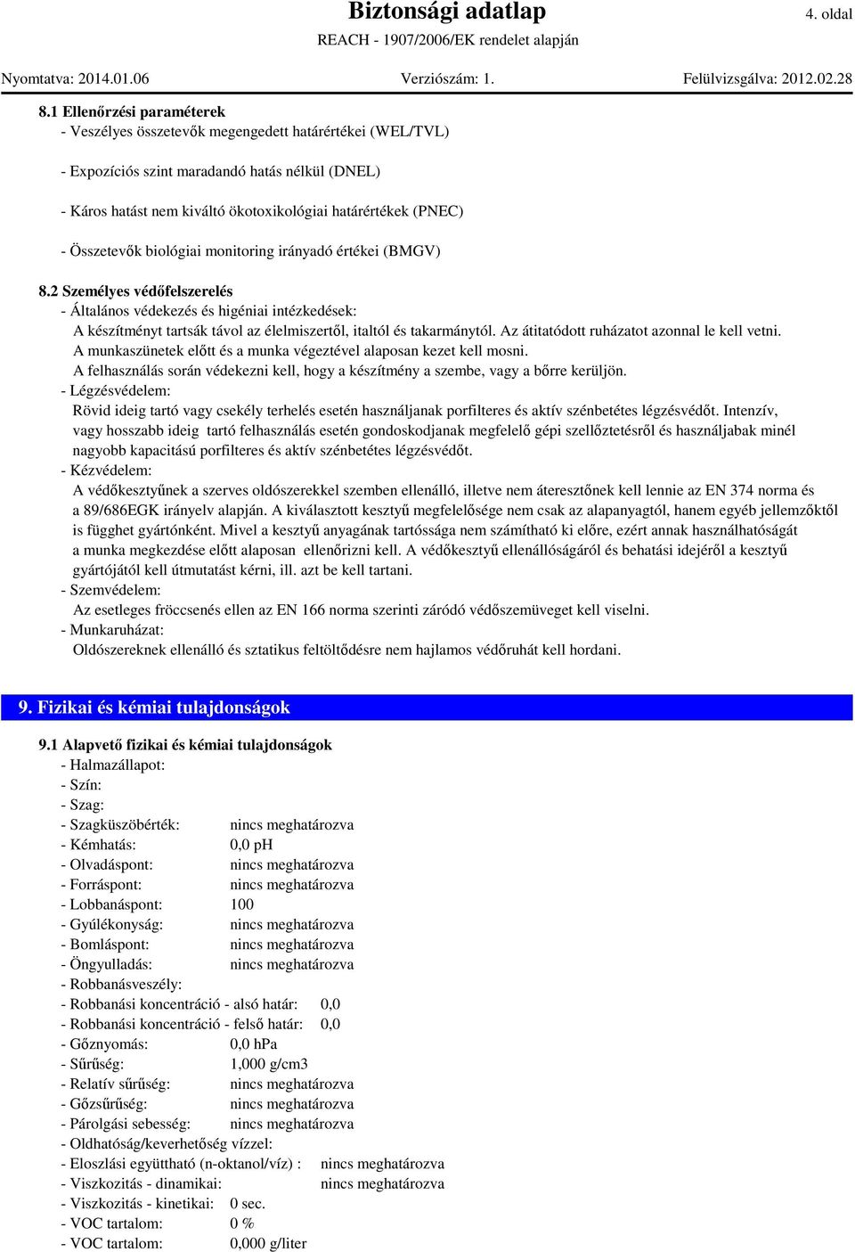 Összetevők biológiai monitoring irányadó értékei (BMGV) 8.