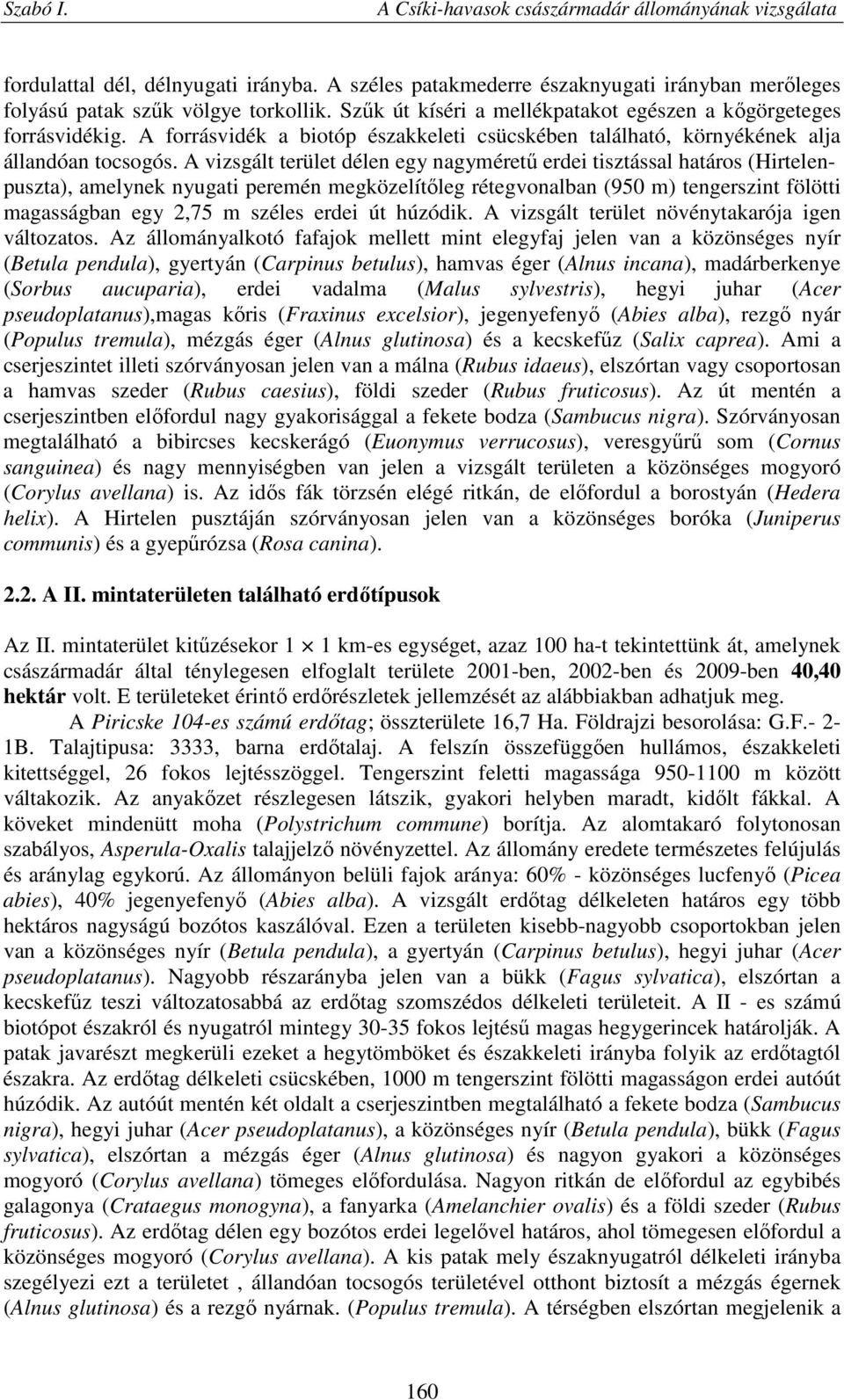 A vizsgált terület délen egy nagyméretű erdei tisztással határos (Hirtelenpuszta), amelynek nyugati peremén megközelítőleg rétegvonalban (950 m) tengerszint fölötti magasságban egy 2,75 m széles