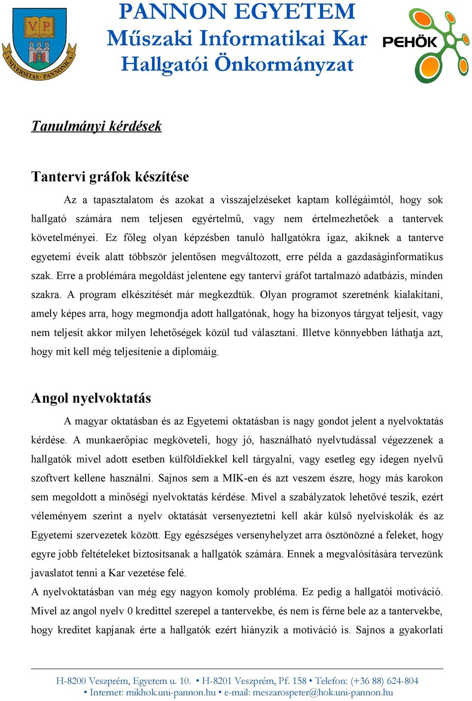 PANNON EGYETEM Műszaki Informatikai Kar Hallgatói Önkormányzat - PDF Free  Download