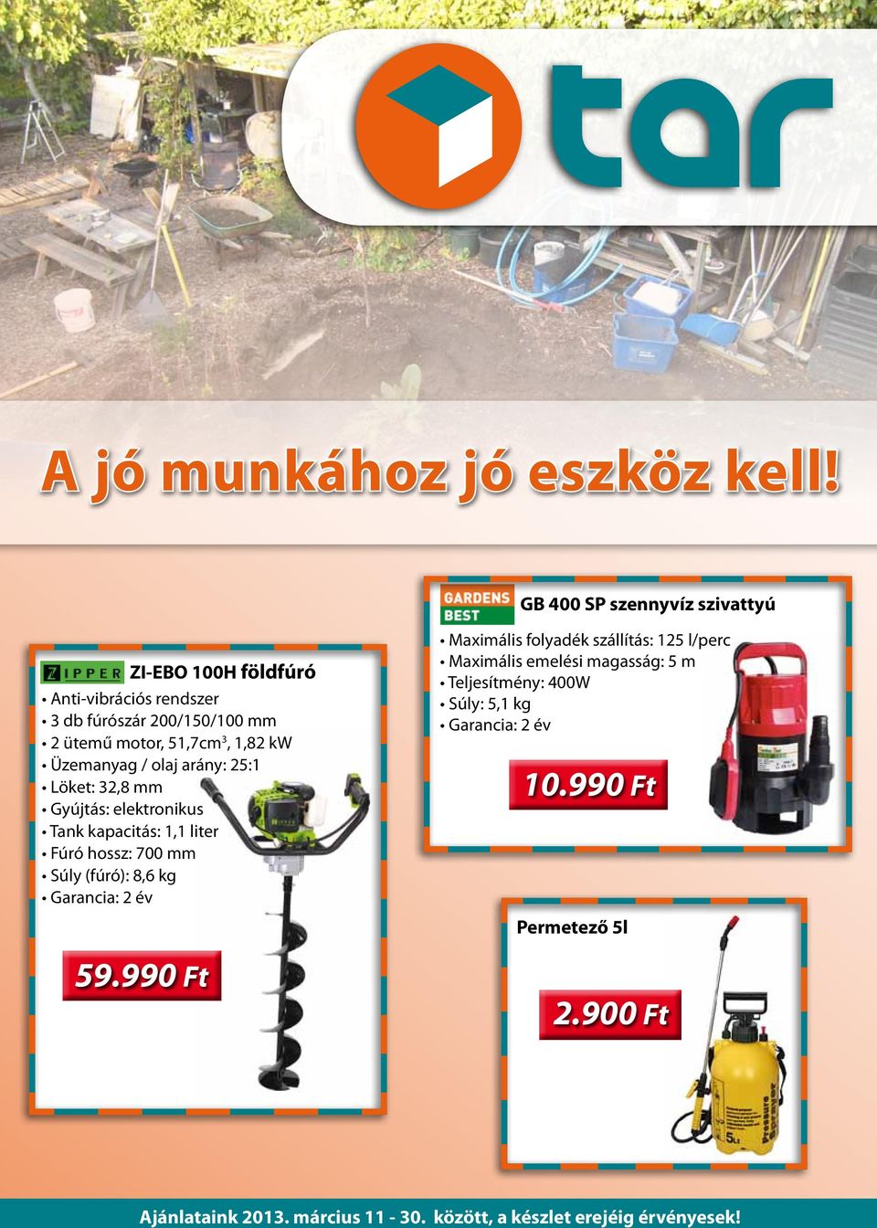 1,82 kw Üzemanyag / olaj arány: 25:1 Löket: 32,8 mm Gyújtás: elektronikus Tank kapacitás: 1,1 liter Fúró hossz: 700 mm Súly