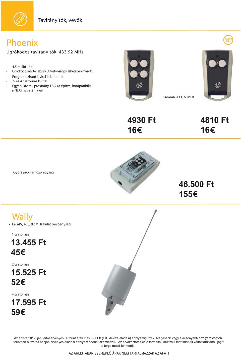 4930 Ft 16 4810 Ft 16 Gyors programozó egység 46.500 Ft 155 Wally 12-24V, 433, 92 MHz külső vevőegység 1 csatornás 13.455 Ft 45 2 csatornás 15.