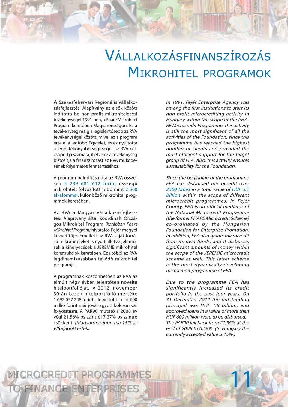 Ez a tevékenység máig a legjelentősebb az RVA tevékenységei között, mivel ez a program érte el a legtöbb ügyfelet, és ez nyújtotta a leghatékonyabb segítséget az RVA célcsoportja számára, illetve ez