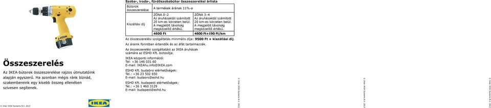 Az összeszerelési szolgáltatást az IKEA áruházak számára az ESHD Kft. biztosítja. Összeszerelés Az IKEA-bútorok összeszerelése rajzos útmutatóink alapján egyszerű.