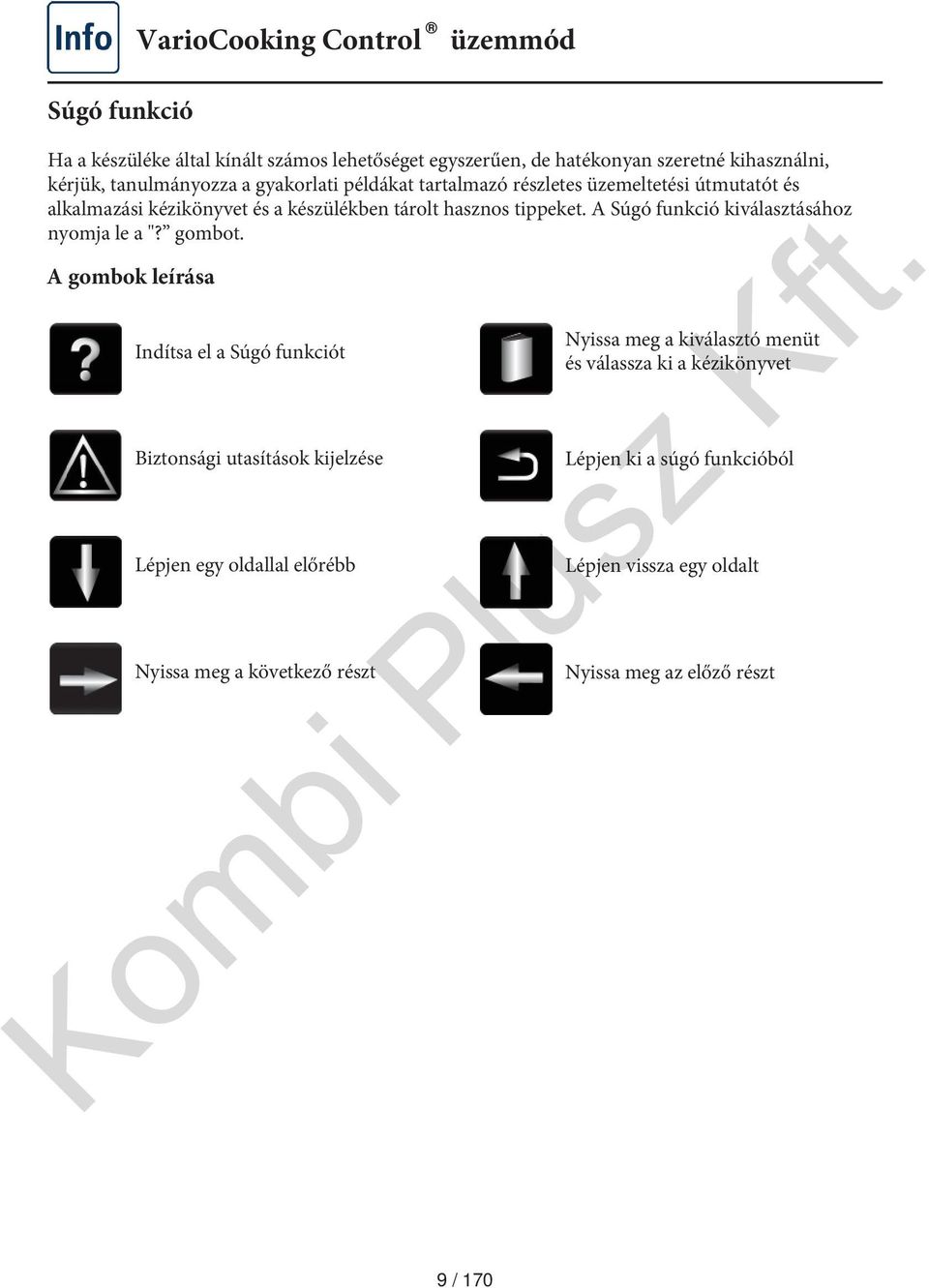 A Súgó funkció kiválasztásához nyomja le a "? gombot.