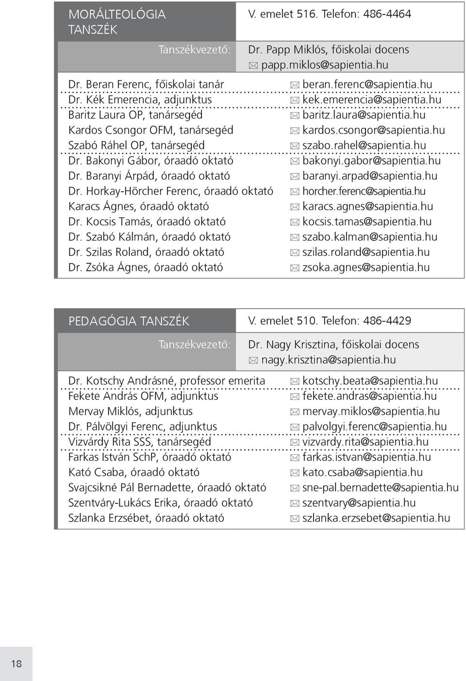 Szilas Roland, óraadó oktató Dr. Zsóka Ágnes, óraadó oktató V. emelet 516. Telefon: 486-4464 Dr. Papp Miklós, fôiskolai docens papp.miklos@sapientia.hu beran.ferenc@sapientia.hu kek.