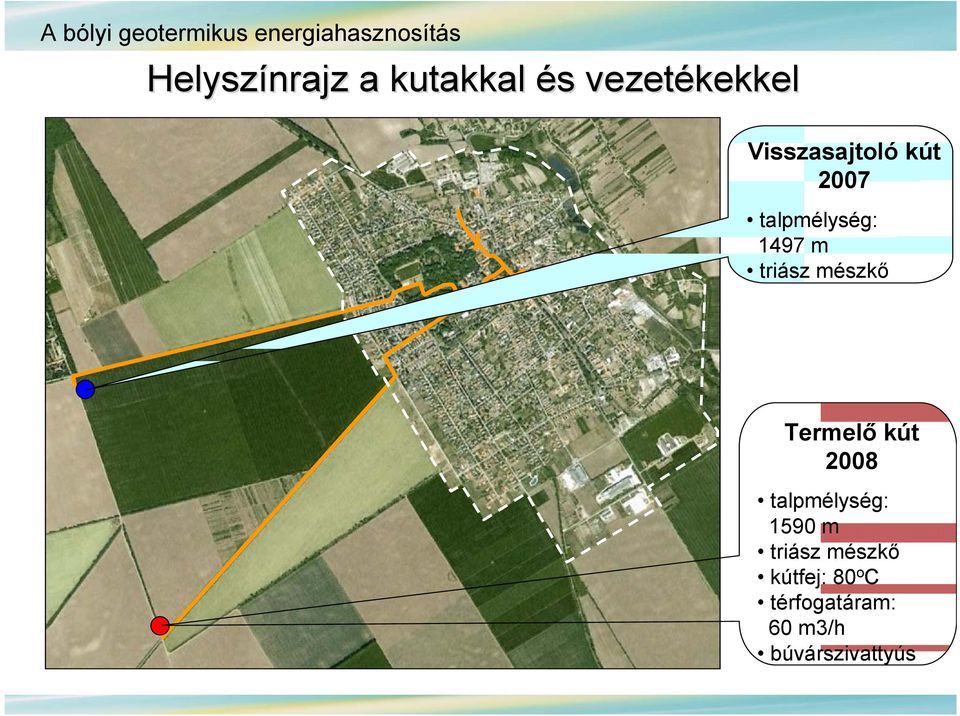 talpmélység: 1497 m triász mészkő Termelő kút 2008