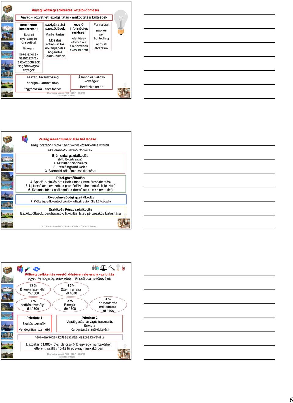 leltárak Formalizált napi és havi kontrolling normák elvárások Állandó és változó költségek ésszerő takarékosság energia - karbantartás Bevételvolumen fogyóeszköz - tisztítószer 16 Válság menedzsment