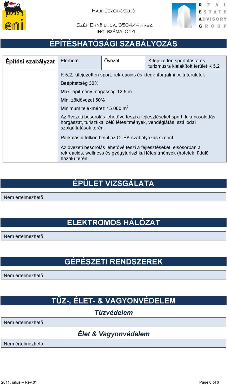 000 m 2 Az övezeti besorolás lehetővé teszi a fejlesztéseket sport, kikapcsolódás, horgászat, turisztikai célú létesítmények, vendéglátás, szállodai szolgáltatások terén.