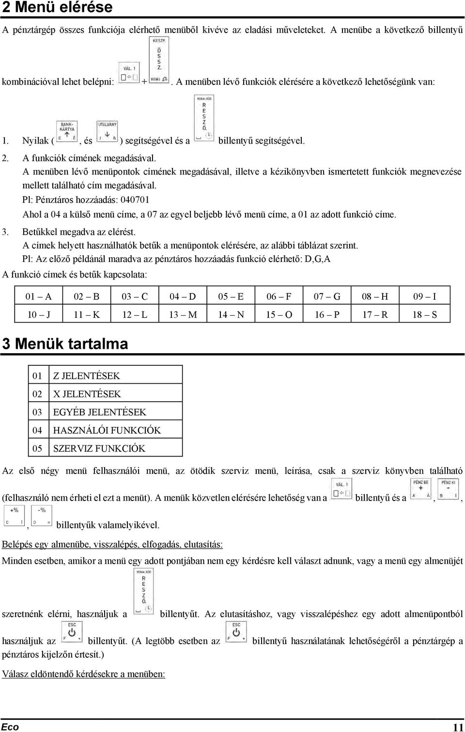 A menüben lévő menüpontok címének megadásával, illetve a kézikönyvben ismertetett funkciók megnevezése mellett található cím megadásával.