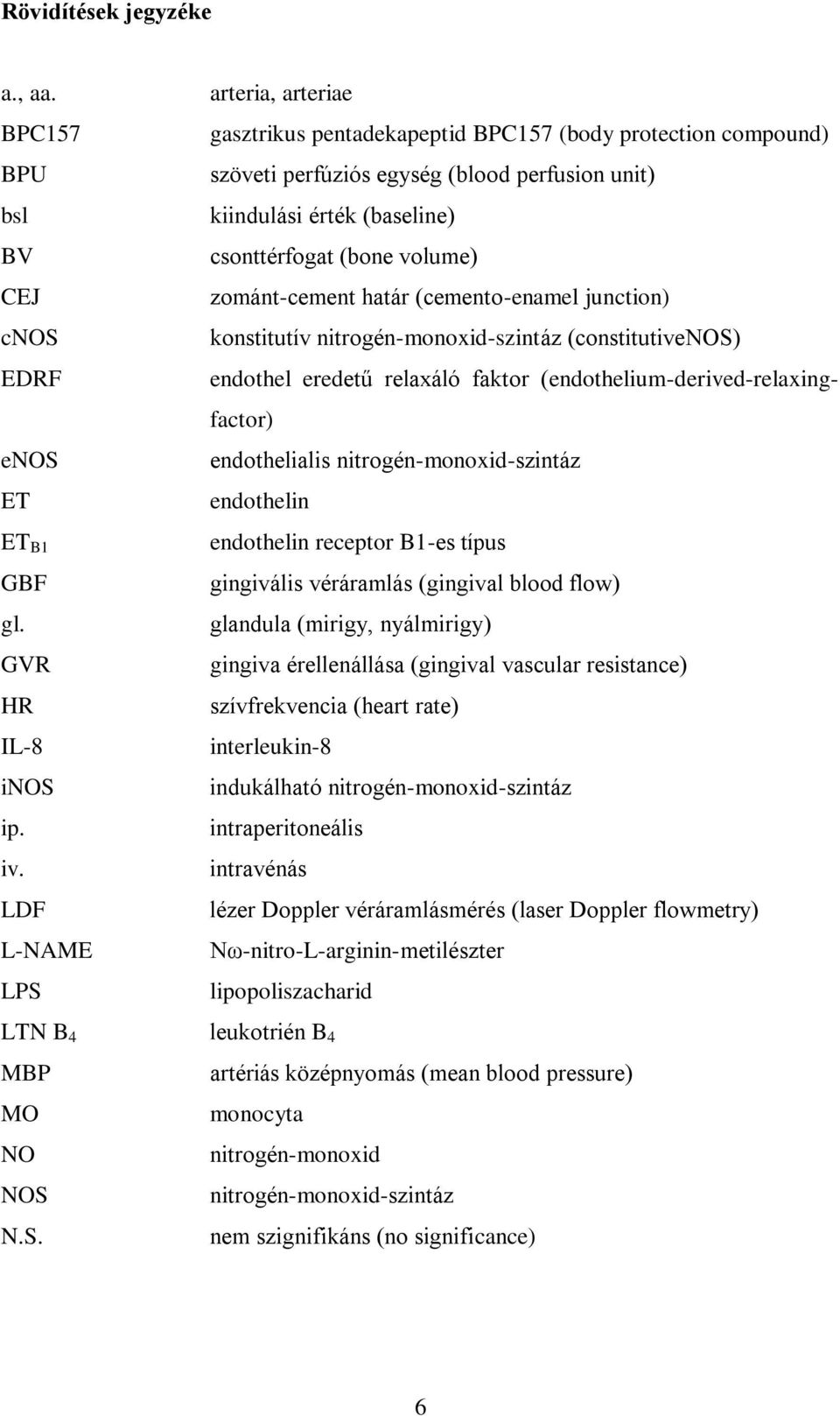 zománt-cement határ (cemento-enamel junction) konstitutív nitrogén-monoxid-szintáz (constitutivenos) endothel eredetű relaxáló faktor (endothelium-derived-relaxingfactor) endothelialis