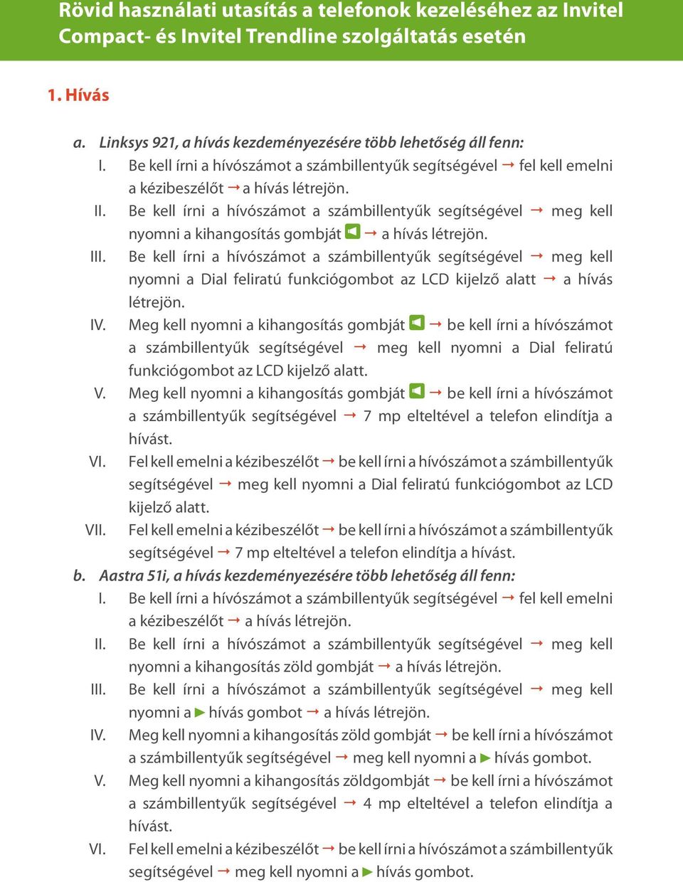 Be kell írni a hívószámot a számbillentyűk segítségével meg kell nyomni a kihangosítás gombját a hívás létrejön. III.