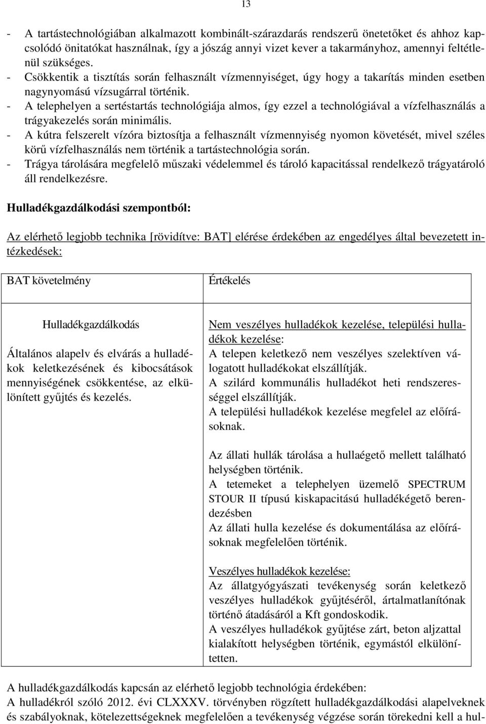 - A telephelyen a sertéstartás technológiája almos, így ezzel a technológiával a vízfelhasználás a trágyakezelés során minimális.