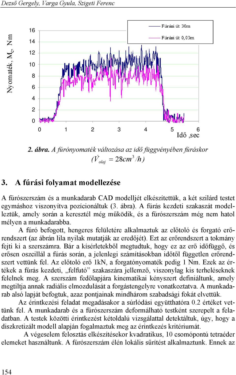 A fúrás kezdeti szakaszát modelleztük, amely során a keresztél még működik, és a fúrószerszám még nem hatol mélyen a munkadarabba.