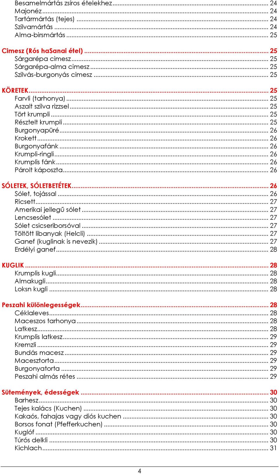 .. 26 Krumpli-ringli... 26 Krumplis fánk... 26 Párolt káposzta... 26 SÓLETEK, SÓLETBETÉTEK... 26 Sólet, tojással... 26 Ricsett... 27 Amerikai jellegű sólet... 27 Lencsesólet.