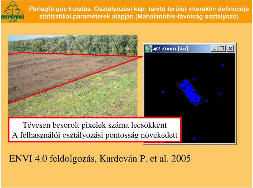 paraméterek alapján (Mahalanobis-távolság osztályozó) Tévesen besorolt