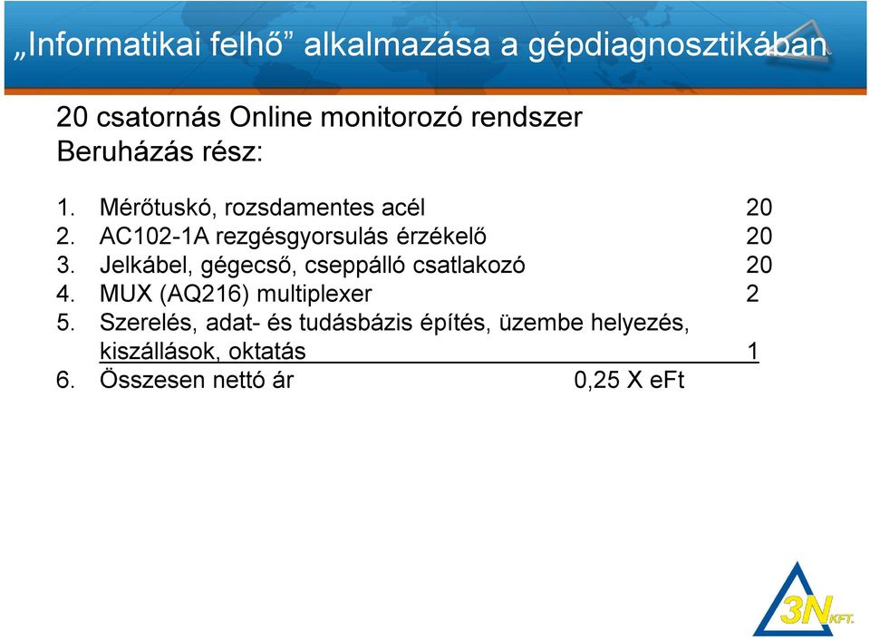 Jelkábel, gégecső, cseppálló csatlakozó 20 4. MUX (AQ216) multiplexer 2 5.