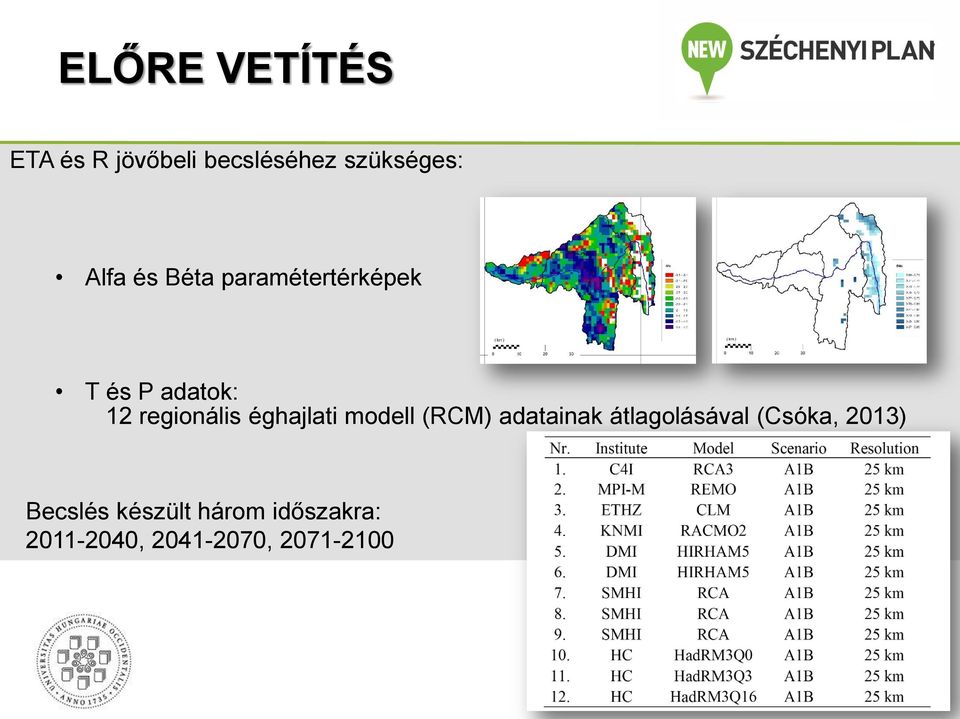 éghajlati modell (RCM) adatainak átlagolásával (Csóka,