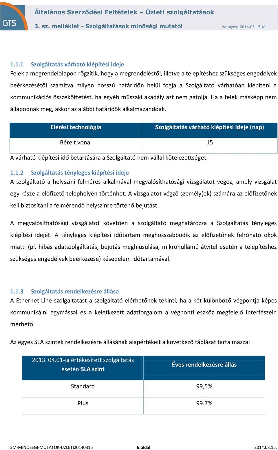 Elérési technológia Szolgáltatás várható kiépítési ideje (nap) Bérelt vonal 15