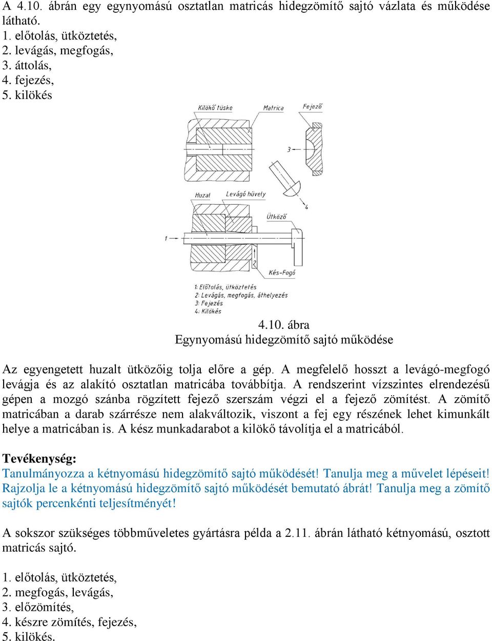 A zömítő matricában a arab szárrésze nem alaváltozi, viszont a fej egy részéne lehet imunált helye a matricában is. A ész munaarabot a ilöő távolítja el a matricából.
