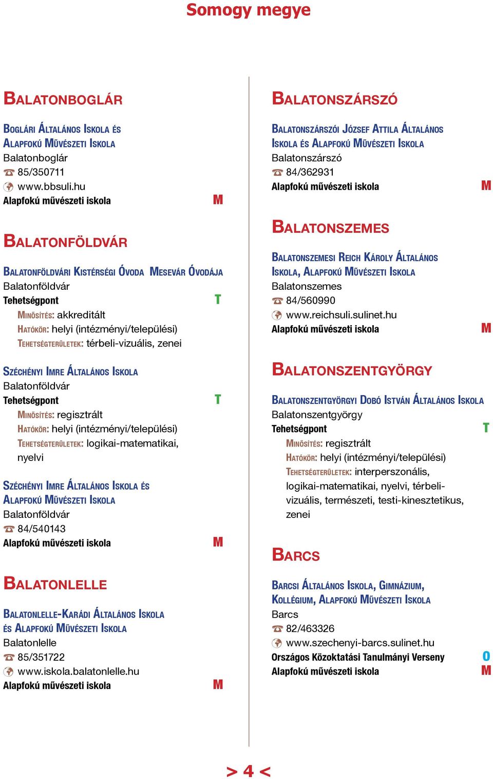 térbeli-vizuális, zenei Balatonszemes Balatonszemesi Reich Károly Általános Iskola, Alapfokú űvészeti Iskola Balatonszemes 84/560990 www.reichsuli.sulinet.