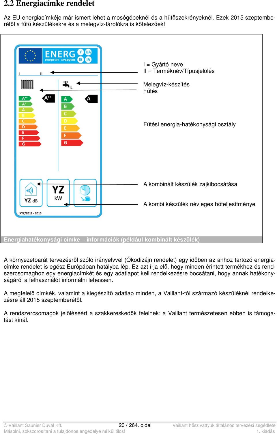 Energiahatékonysági címke információk (például kombinált készülék) A környezetbarát tervezésről szóló irányelvvel (Ökodizájn rendelet) egy időben az ahhoz tartozó energiacímke rendelet is egész