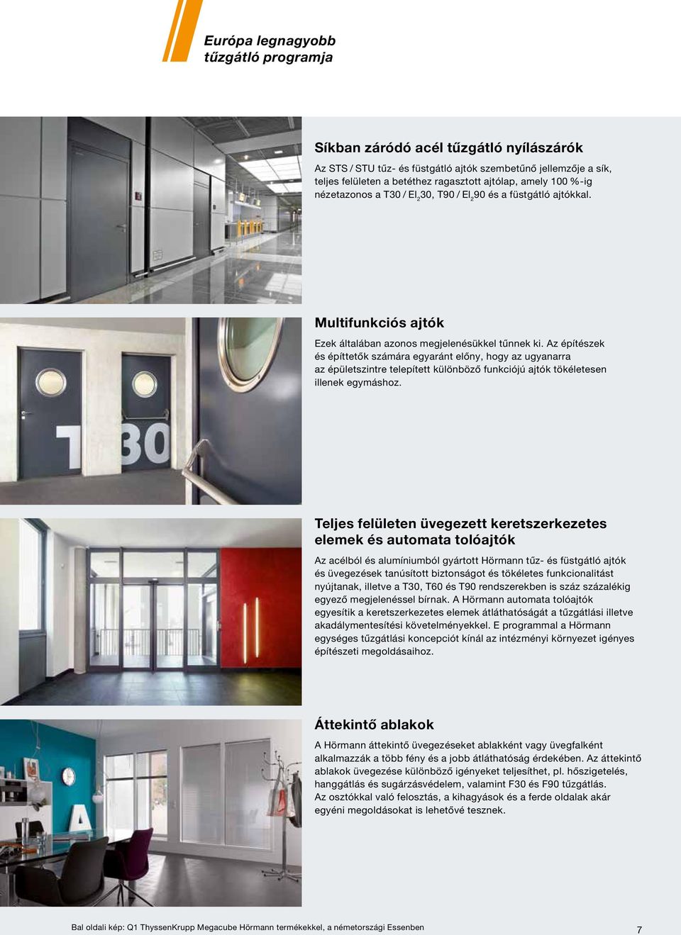 Az építészek és építtetők számára egyaránt előny, hogy az ugyanarra az épületszintre telepített különböző funkciójú ajtók tökéletesen illenek egymáshoz.