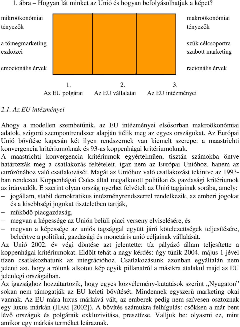 Az EU polgárai Az EU vállalatai Az EU intézményei Ahogy a modellen szembetűnik, az EU intézményei elsősorban makroökonómiai adatok, szigorú szempontrendszer alapján ítélik meg az egyes országokat.