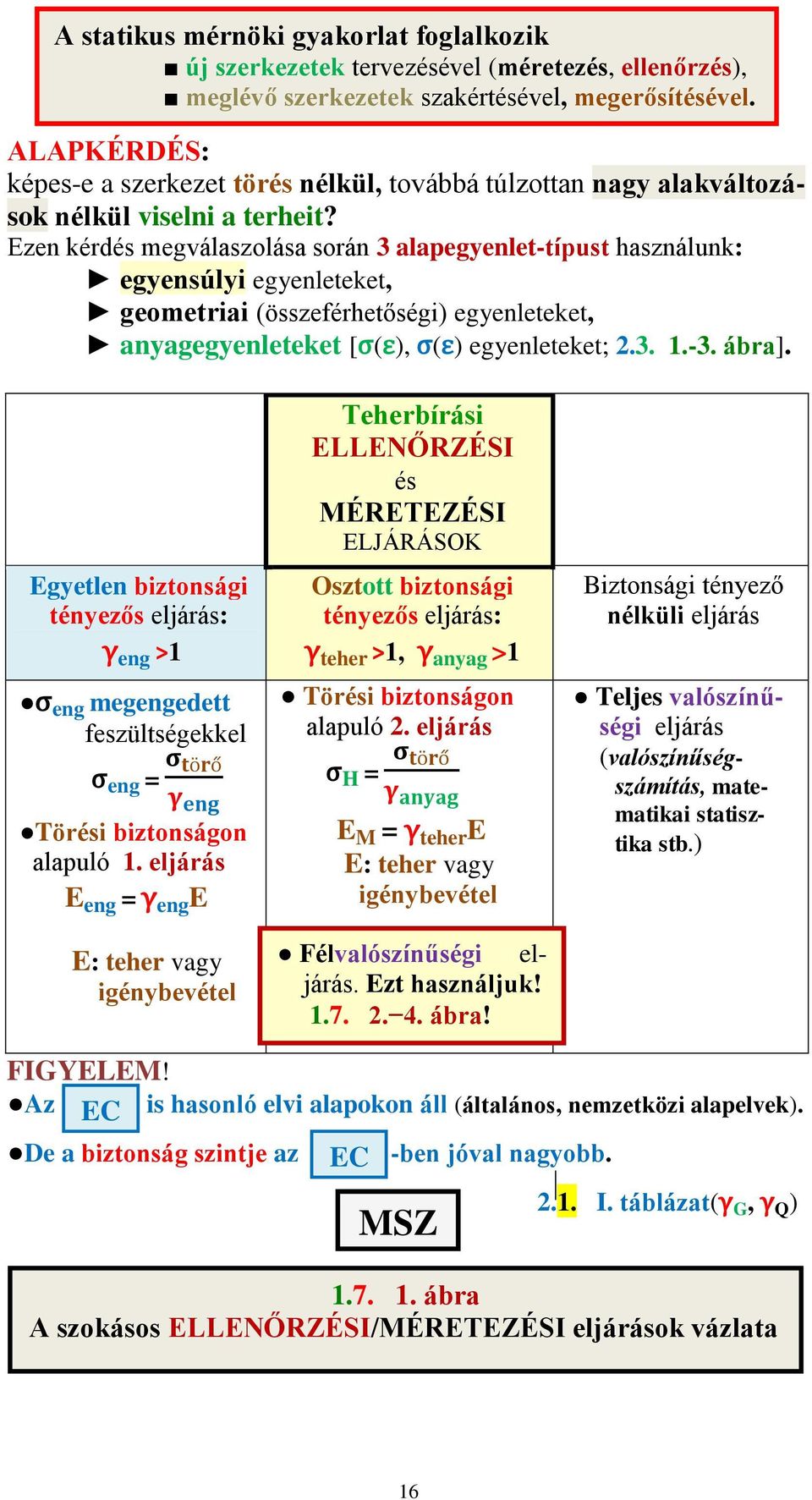 Ezen kérdés megválaszolása során 3 alapegyenlet-típust használunk: egyensúlyi egyenleteket, geometriai (összeférhetőségi) egyenleteket, anyagegyenleteket [σ(ε), σ(ε) egyenleteket; 2.3. 1.-3. ábra].